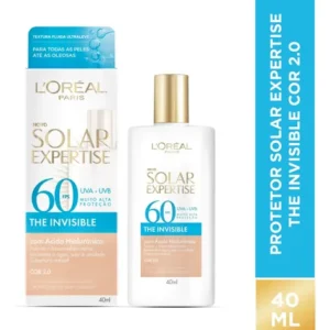 Protetor Solar Facial FPS 60, Textura Aquosa Ultraleve, Proteção Avançada Anti-Idade, Cor 2.0, Expertise The Invisible L’Oréal Paris Solar 40g - Imagem 5