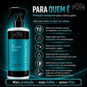 Protetor Térmico Capilar Spray Profissional Finalizador Leave-in Para Escova e Chapa Reconstrutor Antifrizz 250ml Multifuncional Pré Treino - Imagem 7