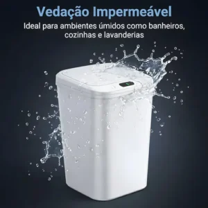 Lixeira Com Sensor Automático 16 Litros Branco Inteligente Abre Fácil Toque Cesto Quarto Banheiro Cozinha - Imagem 5