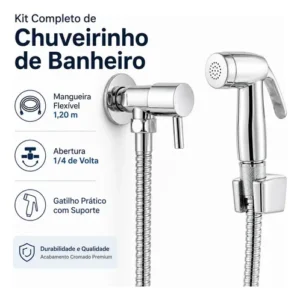 Ducha Higiênica Chuveirinho de Banheiro 1.20m Bidê Forte Lar 1/4 Volta - Imagem 9