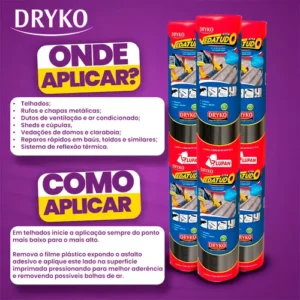 Manta Asfáltica 90cm Auto Adesiva Aluminizada Fita Vedatudo Multiuso Telhado - Dryko X Lupan - Imagem 4