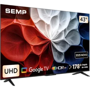 Smart TV Semp 43 Polegadas LED HVA 4K S62 WiFi Bluetooth Google TV 3 HDMI HDR10+ Dolby Audio 43S62 - Imagem 2