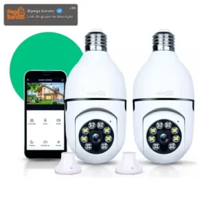 Kit 2 Câmeras Lampada De Segurança Ip Wifi Com Visão Noturna Interna Externa App Yoosee Espiã 360º Cor Branco - Imagem 1