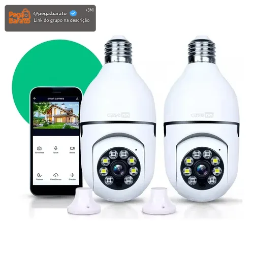 Kit 2 Câmeras Lampada De Segurança Ip Wifi Com Visão Noturna Interna Externa App Yoosee Espiã 360º Cor Branco
