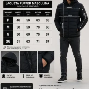 Jaqueta Masculina Bobojaco Puffer Inverno Frio Qualidade - Imagem 9