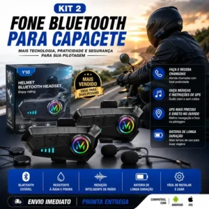 Kit 2 Intercomunicador Moto V6 Bluetooth Para Capacete - Imagem 5