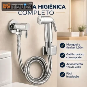 Ducha Higiênica Chuveirinho de Banheiro 1.20m Bidê Forte Lar 1/4 Volta - Imagem 1