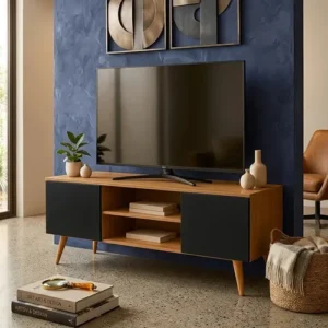 Rack Estante Para Sala E Tv - Organizador Com 2 Portas - Imagem 5
