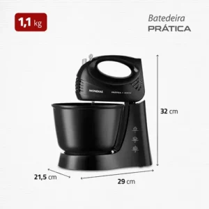 Batedeira Prática Mondial Preto 400W B-44-B - Imagem 7
