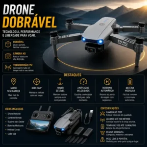 Drone Pro Full Hd Dobrável Wi-fi Câmera Completo 2 Baterias - Imagem 9