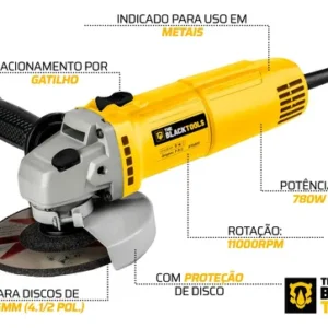 Esmerilhadeira Elétrica Angular Lixadeira 115mm + Acessórios - Imagem 3