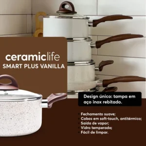 Jogo De Panelas 7 Peças Brinox Ceramic Life Vanilla - Imagem 9