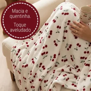Manta Microfibra Casal Macia Quentinha Antialérgica Cereja - Imagem 6