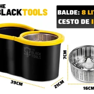 Mop Esfregão Giratório Balde Inox 8l Cabo 140cm C/ 2 Refis - Imagem 5