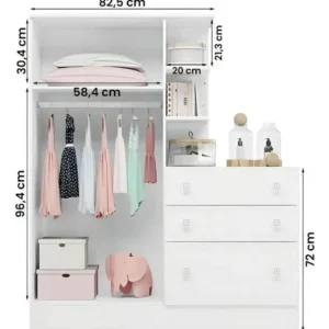 Guarda-roupa Infantil Doce Sonho 2 Portas Branco - Qmovi - Imagem 3