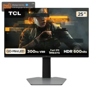 Monitor Gamer TCL 25 Polegadas QLED Mini LED Full HD G64 300Hz 1ms (GtG) Freesync HDR 600 nits 25G64 - Imagem 1