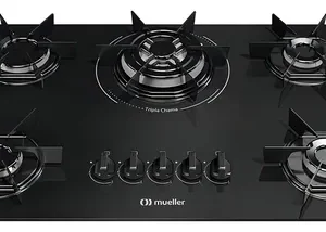 Cooktop 5 Bocas Mueller Mcg5bc Mesa De Vidro Tripla Chama Super Automático Preto - Imagem 3