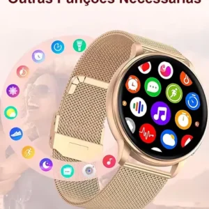 Smartwatch Chamada Relógio Inteligente Feminino/mulher Doura Dourado - Imagem 2