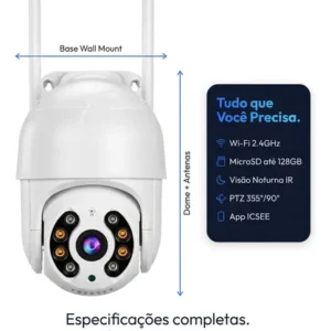 Câmera De Segurança Ip Wifi A8 Full Hd Icsee Ptz 355° Com Visão Noturna Áudio Bidirecional Ip66 Monitoramento Remoto Para Celular Android E iPhone - Imagem 11
