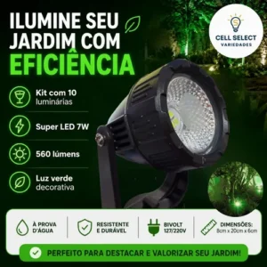 Kit 10 Luminária Espeto Jardim Super Led 7w Ip65 Prova Dágua - Imagem 9