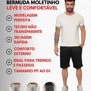 Kit 3 Bermudas Masculinas Moletom Academia Casual Lote Full - Imagem 3