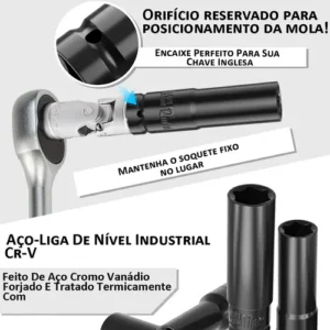 Jogo Soquete Longo Sextavado Impacto 1/2 8-24mm 10peças - Imagem 4