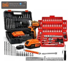 Parafusadeira Furadeira 21v + Kit Maleta 46 Pcs Allen Kazoto - Imagem 1