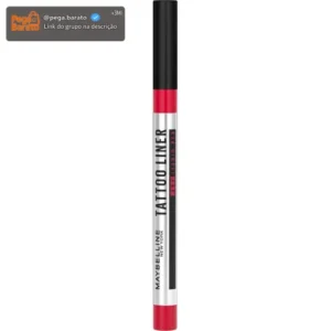 Caneta Delineadora Ponta Flexível Alta Precisão Longa Duração 48H À Prova D'água Não Borra Acabamento Fosco Profissional Preto Tattoo Liner Maybelline NY 1g - Imagem 1