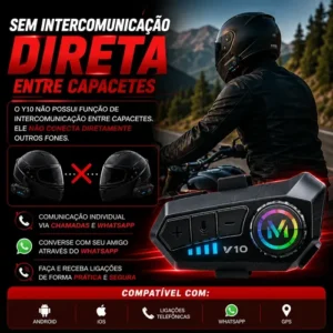 Kit 2 Intercomunicador Moto V6 Bluetooth Para Capacete - Imagem 3