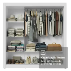 Guarda Roupa Casal Madesa Mônaco 3 Portas De Correr Cor Branco 109309 - Imagem 8