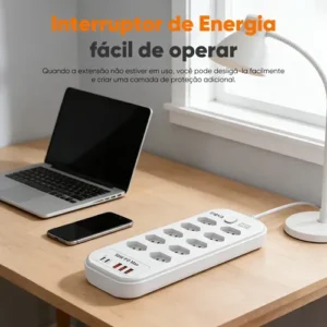 Filtro De Linha Régua Extensão 10 Tomadas Com 3 Usb E 2 Pd - Imagem 7
