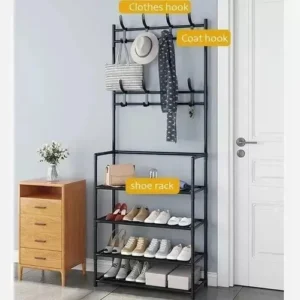 Vittak Sapateira Organizador Vertical Cabideiro Roupa Prateleiras Sapatos Bolsa Multiuso Cor Preto - Imagem 8