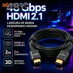 Cabo HDMI 8K 2.1 Blackone 2m Compatível PS5 Xbox 48Gbps Conector Ouro - Imagem 1