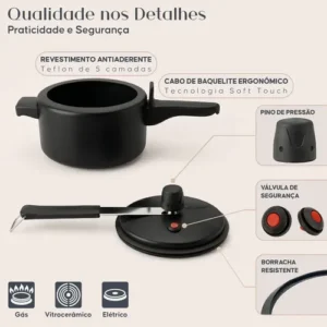 Jogo De 9 Panelas Antiaderente Teflon Com Panela Pressão 2l - Imagem 3
