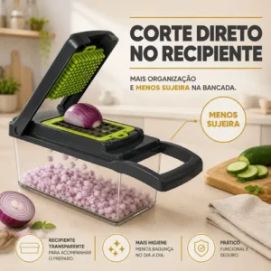 Cortador Fatiador Ralador De Legumes Frutas Vegetais Triturador Picador Manual 16 Peças para Cozinha Mandolin Inox Sólar - Imagem 8
