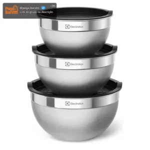 Electrolux Kit Bowls Tigelas em Inox com Tampa Plástica 3 Unidades Utensílios Domésticos de Cozinha - Imagem 1