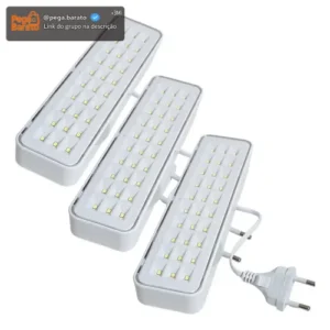3 Luminárias Emergência Elgin Recarregável Lampada 30 Leds - Imagem 1