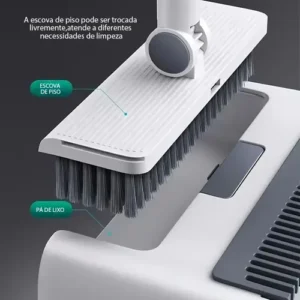 4em1 Kit Vassoura E Pá Multiuso Ajustável Limpeza Piso Pelos - Imagem 8
