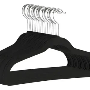 Kit 50 Cabides Adulto De Veludo Antideslizante Slim Com Gancho Giratório 360° Cor Preto - Imagem 2
