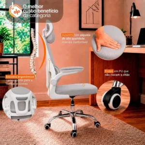 Cadeira Escritório Ergonômica Atlanta Preta Suporte Lombar - Imagem 9