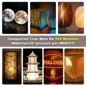 kit 3 luminaria lâmpadas led 001 diy para impressao 3d para bambu labs redondo branca quente/Branco/Branco Frio 3 cores 5V 3W usb moderna peças 3d acessórios Presente decorativa makerworld mh - Imagem 4
