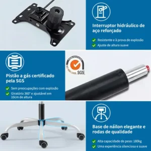 Cadeira Gamer Ergonômica Cadeira Escritorio Gamer 200kg - Imagem 6