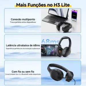 Headset Qcy H3 Lite Anc Bluetooth 5.3 Multiponto 60h Cor Preto - Imagem 8