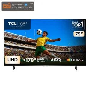 Smart TV TCL 75 Polegadas UHD 4K P6K WiFi Bluetooth Google TV 3 HDMI HDR10+ Dolby Audio 75P6K - Imagem 1