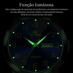 Relógio Masculino Original Olevs 9970 Aço Luminoso Clássico - Imagem 7