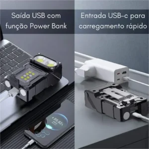 Lanterna Tatica Militar Potente Forte Recarregavel Multiuso Emergência Automotiva Prova Dagua C/ Power Bank - Imagem 3
