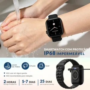 Relógio Smartwatch FORESTORY Inteligente Tela 1.83 Bluetooth Ip68 À Prova D'água Notificações Chamadas Saúde Smart Watch Relogio Corrida Com Android E Ios Com 2 Pulseiras Feminino Masculino - Imagem 4