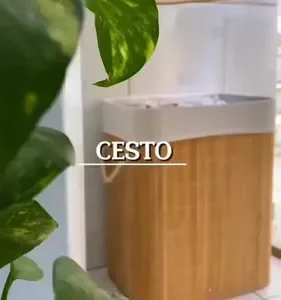 Vittak Cesto De Roupa Bambu 72 Litros Dobrável Retangular Com Tampa E Forro - Imagem 10