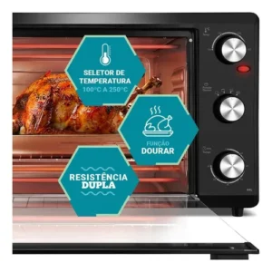 Forno Elétrico Philco 44L Preto Dupla Resistência PFE44P - Imagem 5