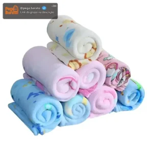 Kit 3 Mantas Cobertor Microfibra Infantil Bebê Estampada Cor Menina - Imagem 1